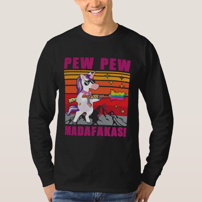 Camiseta Unicorn Pew Pew Madafakas  Unicornio Antiguo (Anverso)