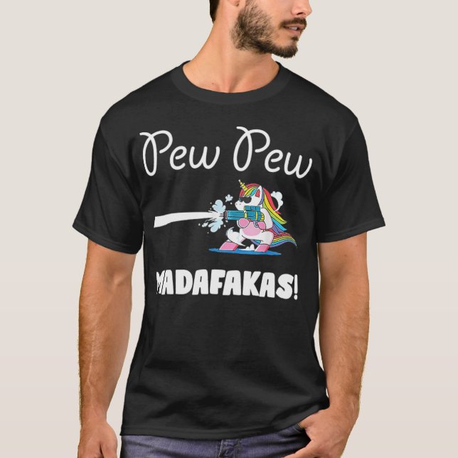 Camiseta Unicorn PewPewPew Madafakas Unicorn Crazy Pew Dabb (Anverso)