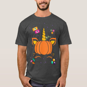 Camiseta Unicorn Pumpkin Cute Halloween Costume Candy