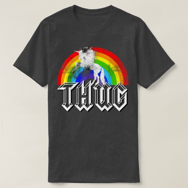 Camiseta Unicorn Rainbow Thug , Funny distressed Gift  (Diseño del anverso)