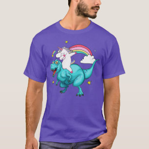 Camiseta Unicorn Riding Dinosaur T rex  Unicorns Rainbow Gi