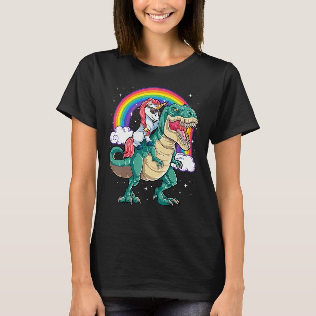 Camiseta Unicorn Riding Rex Dinosaur Boys Girls Men Women R (Anverso)