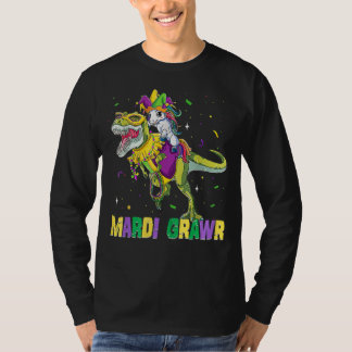 Camiseta Unicorn Riding rex Dinosaur Mardi Gras Jester Cost