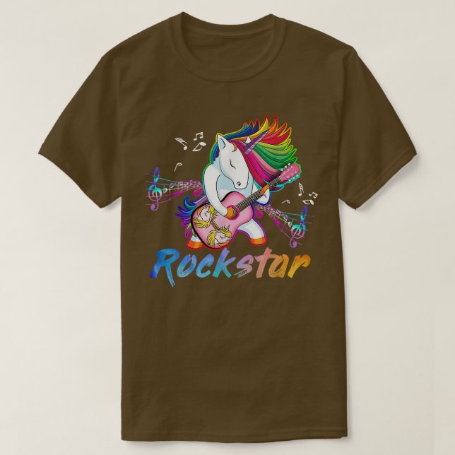 Camiseta Unicorn Rock star Guitar Rockin' music singer  (Diseño del anverso)