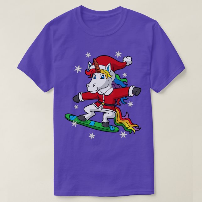 Camiseta Unicorn Santa Snowboard (Diseño del anverso)