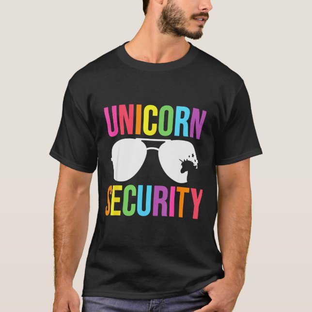 Camiseta Unicorn Security Birthday Family Halloween Costume (Anverso)