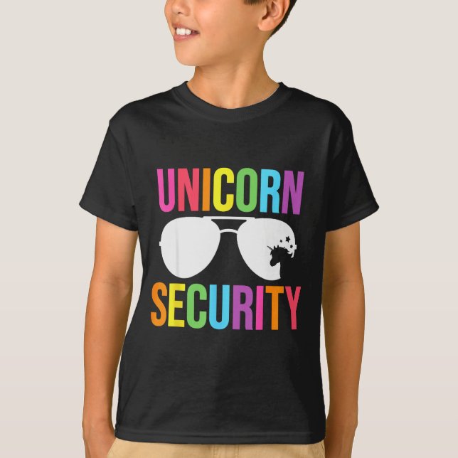 Camiseta Unicorn Security Birthday Family Halloween Costume (Anverso)