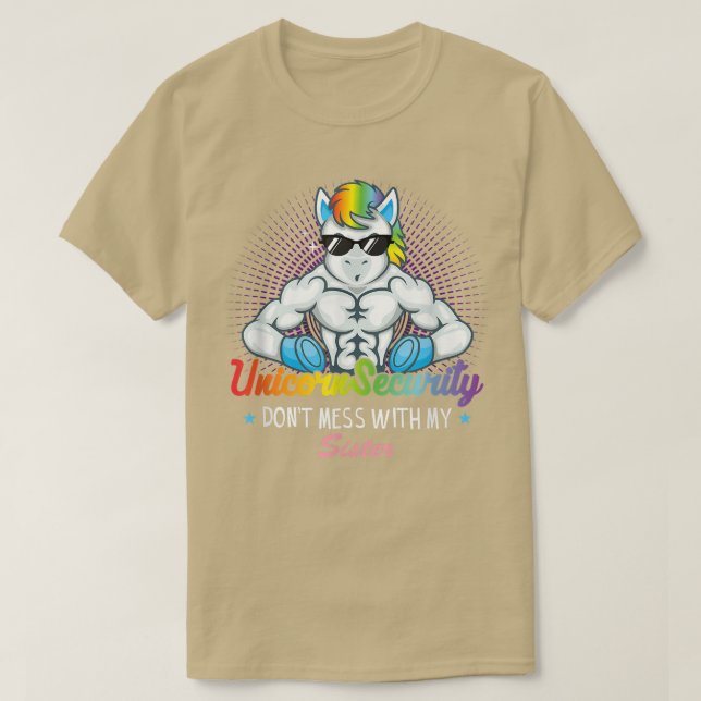 Camiseta Unicorn Security Muscular Brother Don't Mess With  (Diseño del anverso)
