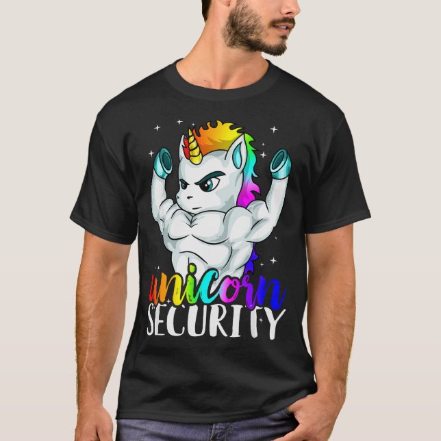 Camiseta Unicorn Security Squad Muscle Tee Funny Dad Brothe (Anverso)