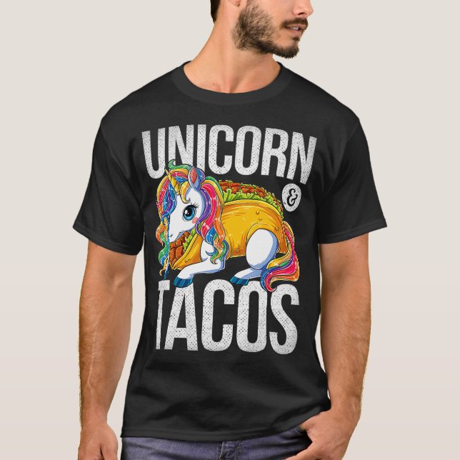 Camiseta Unicorn Tacos T Chicas Mujeres Taco Arcoiris (Anverso)