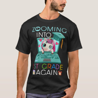 Camiseta Unicorn Virtual Back to School Zooming Into 1st Gr