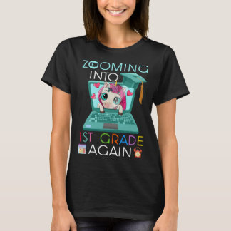 Camiseta Unicorn Virtual Back to School Zooming Into 1st Gr