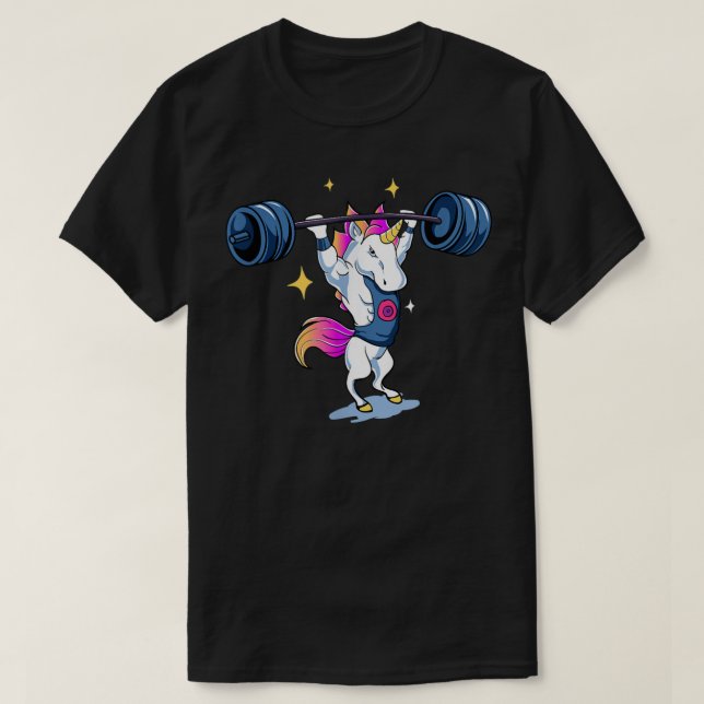 Camiseta Unicorn Weightlifting T Fitness Gym Deadlift Rainb (Diseño del anverso)