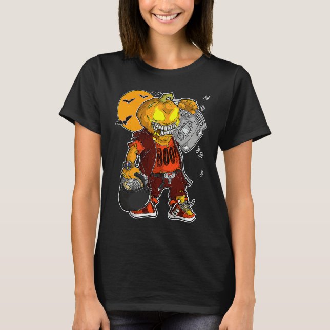 Camiseta Unicorn Witch Halloween Black Cat Orange Moon Grap (Anverso)