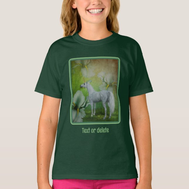 Camiseta Unicorn Y Lilies Fantasy Horse Art Personalizado (Anverso)