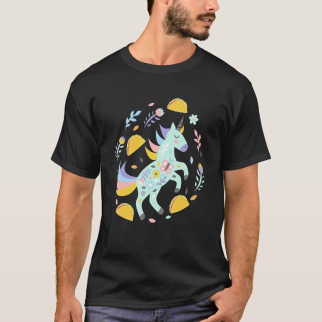 Camiseta Unicorn Y Tacos Rainbow Taco Bar Comida Mexicana (Anverso)