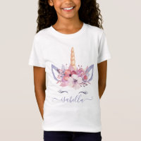 Camiseta unicorniana de color de agua floral
