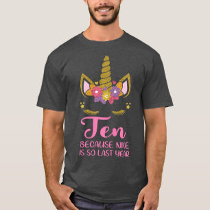 Camiseta Unicornio 10 años de edad Chica de cumpleaños