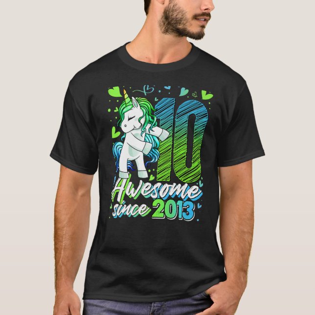 Camiseta Unicornio 10 años de edad Chica de cumpleaños P (Anverso)