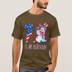 Camiseta Unicornio 7 Cumpleaños 4 De Julio Chica Niño 7 Año