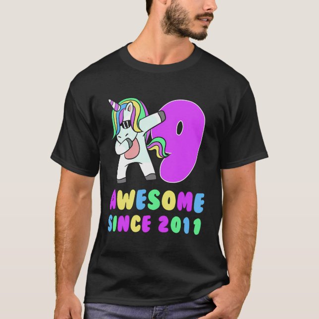 Camiseta Unicornio 9.º Chica De Cumpleaños (Anverso)