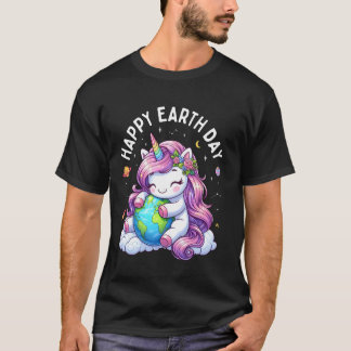 Camiseta Unicornio Adorable Abraza El Planeta Tierra Feliz 