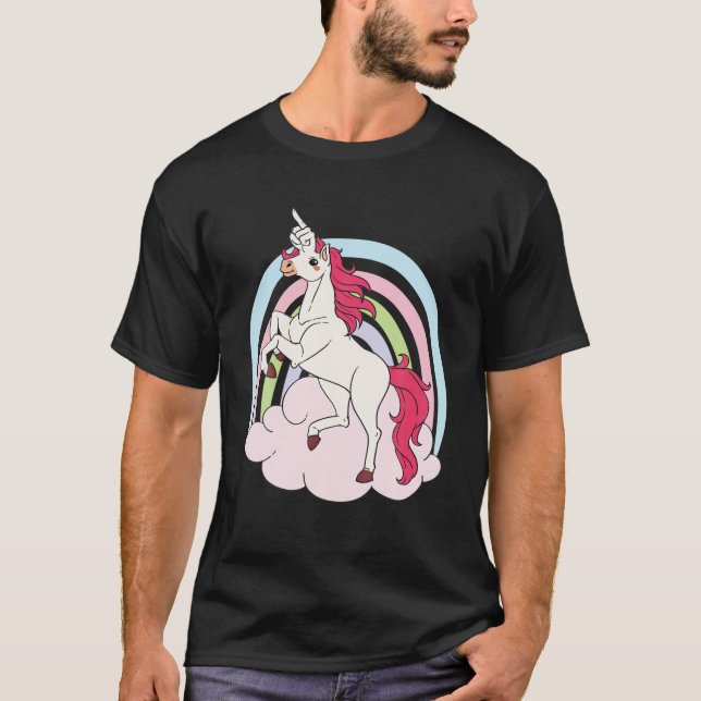 Camiseta Unicornio adulto , Cuerno de Dedo Medio (Anverso)