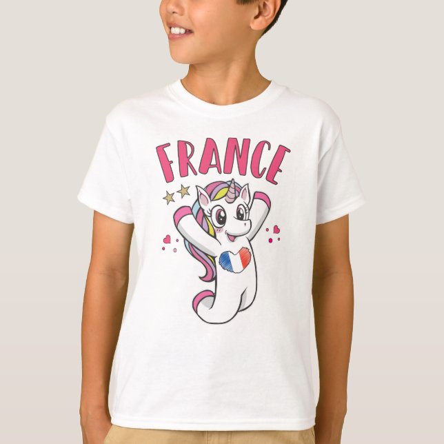 Camiseta Unicornio aficionado al fútbol de Francia con band (Anverso)