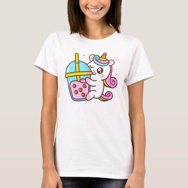 Camiseta Unicornio amante del té de burbujas (Anverso)