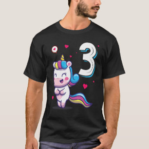 Camiseta Unicornio Animal 3 Chica de cumpleaños B Día 3 año