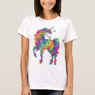 Camiseta Unicornio arcoiris lindo y colorido