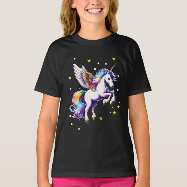 Camiseta Unicornio arcoiris mágico (Anverso)