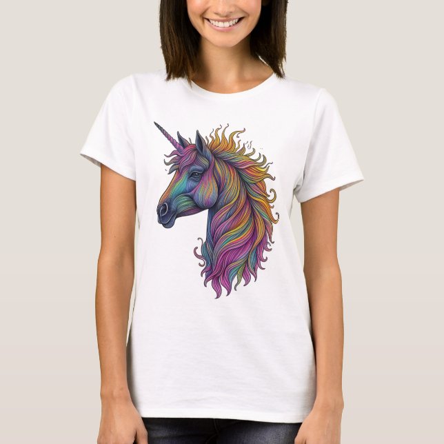 Camiseta Unicornio arcoiris místico (Anverso)