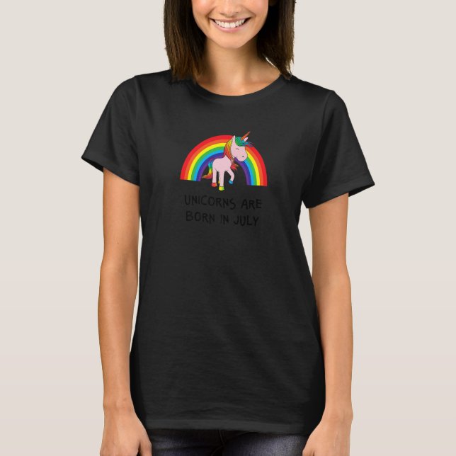 Camiseta Unicornio Arcoiris Para Personas Nacidas En Julio  (Anverso)