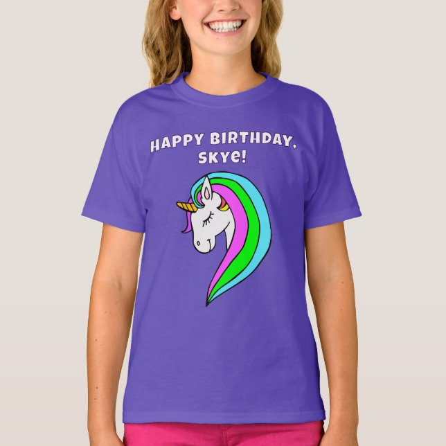 Camiseta Unicornio arcoiris personalizado (Anverso)