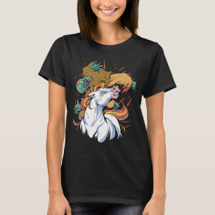Camiseta Unicornio atacando a Zombie Horror Guay Gothic