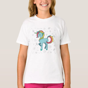 Camiseta Unicornio azul con garabatos