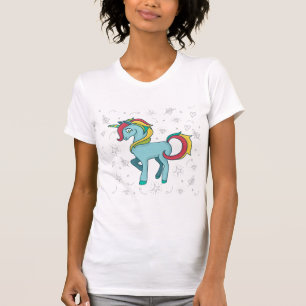 Camiseta Unicornio azul con garabatos