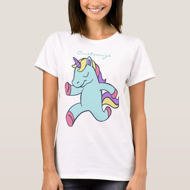 Camiseta Unicornio Azul Corriendo Thunder_Cove (Anverso)
