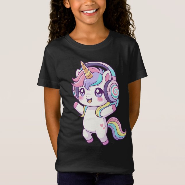 Camiseta Unicornio bailando pastel  (Anverso)