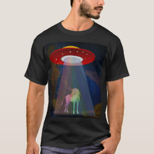 Camiseta Unicornio bajo el UFO Rainbow Beat Night Unisex