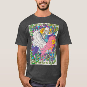 Camiseta Unicornio blanco fantasmal volando con hadas