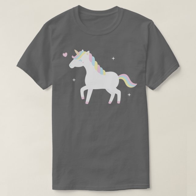 Camiseta Unicornio blanco lindo con maná pastel (Diseño del anverso)