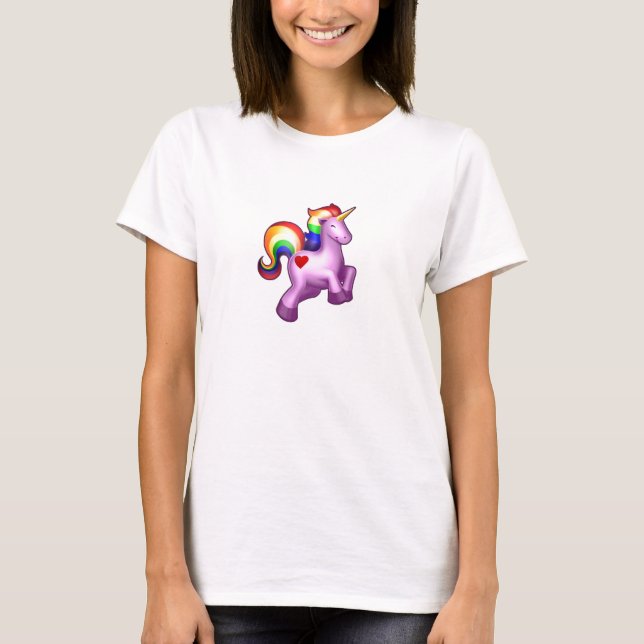 Camiseta Unicornio brillante del arco iris de la felicidad (Anverso)