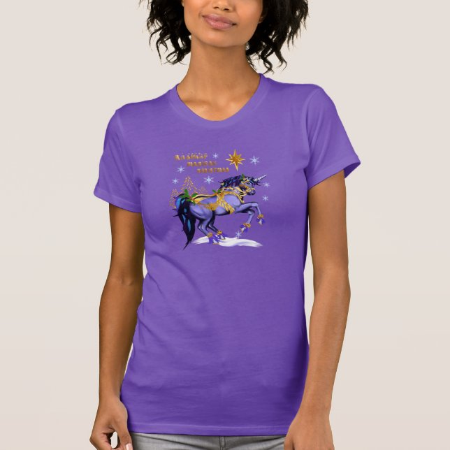Camiseta Unicornio brillante del navidad (Anverso)