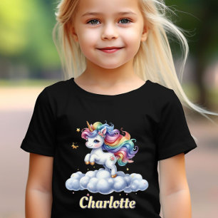 Camiseta unicornio brillante nombre de nube mágica negro