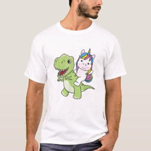 Camiseta Unicornio Cabalga Sobre Trex Dinosaurio Lindo Con