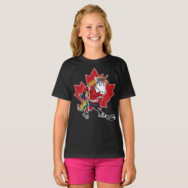 Camiseta Unicornio canadiense Canda del jugador de hockey (Anverso completo)