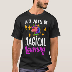 Camiseta Unicornio celebra 100 días de aprendizaje mágico e