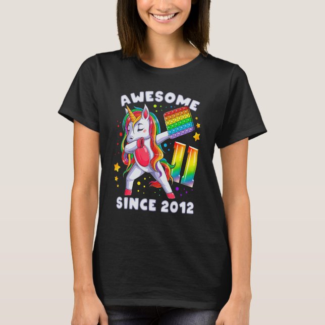 Camiseta Unicornio, Chica de cumpleaños de 11 años, Nacido  (Anverso)
